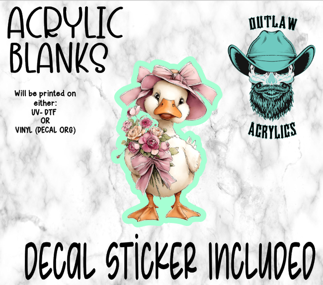 Whimsical Goose Flowers Acrylic & Decal Set