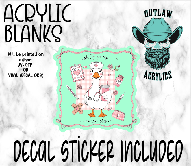 Nurse Goose Club Acrylic & Decal Set