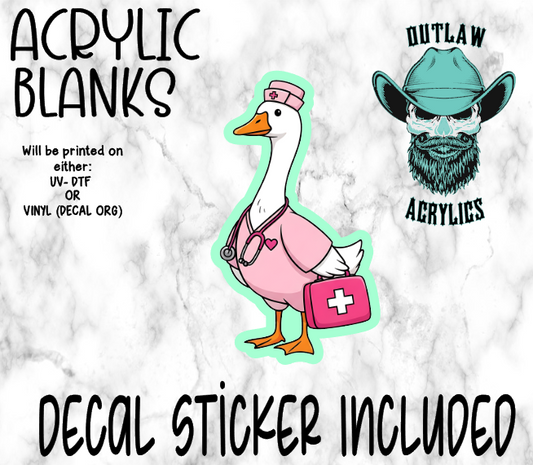 Pink Nurse Goose & Bag Acrylic & Decal Set