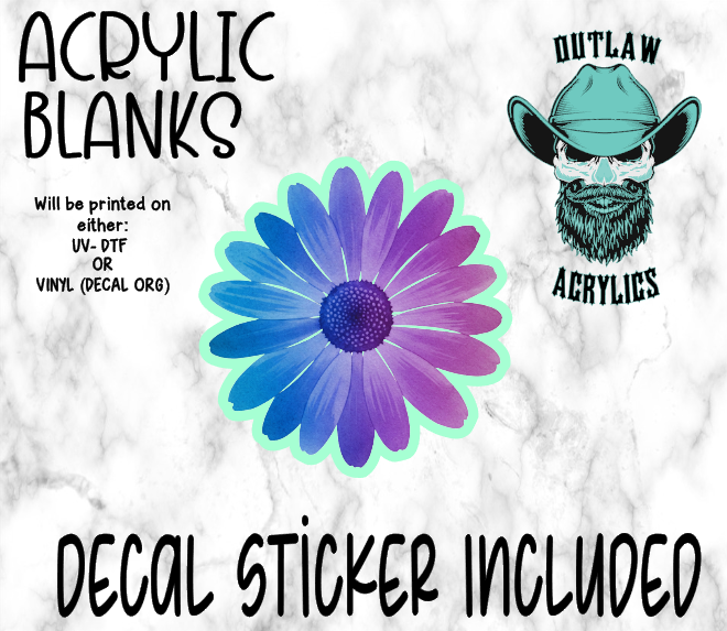 Blue & Purple Daisy Petal Acrylic & Decal Set