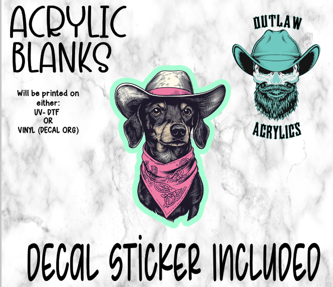 Western Dog & Cowboy Hat Acrylic & Decal Set