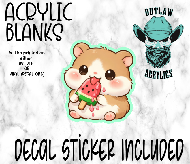 Kawaii Hamster Watermelon Popsicle Acrylic & Decal Set