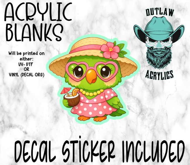 Girly Parrot Acrylic & Decal Set