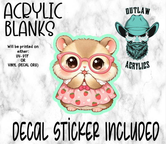 Cute Girly Hamster Acrylic & Decal Set