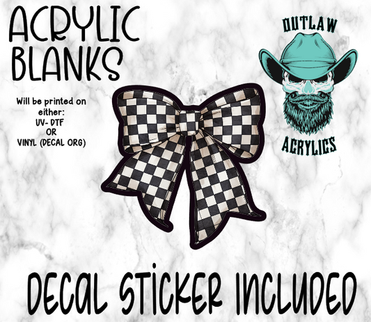 Black White Bow Acrylic & Decal Set