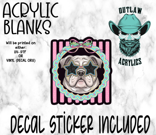 Preppy Bulldog Acrylic & Decal Set