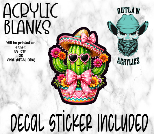 Floral Cactus Acrylic & Decal Set