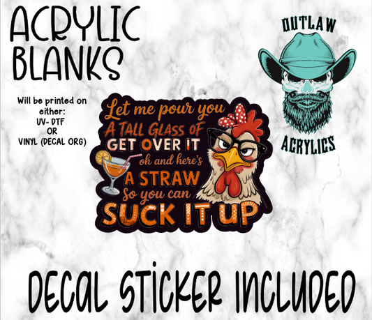 Tall Glass Of Get Over It Acrylic & Decal Set