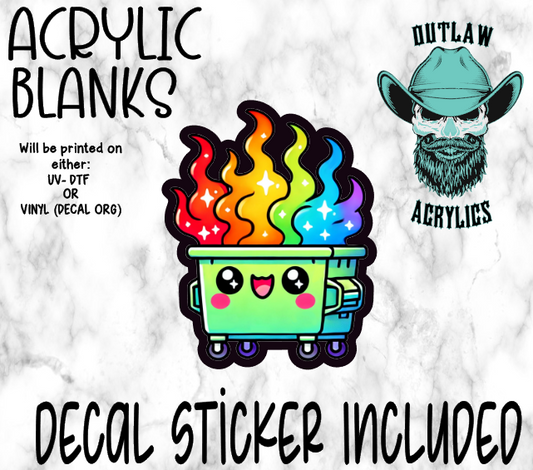Rainbow Flame Acrylic & Decal Set