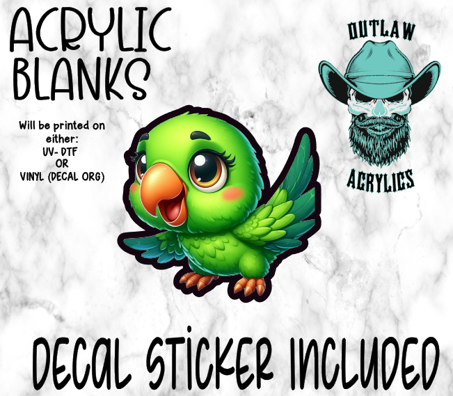 Green Parrot Acrylic & Decal Set
