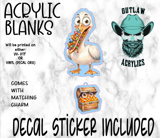 Pelican Candy Acrylic & Decal Set WITH MATCHING CHARM