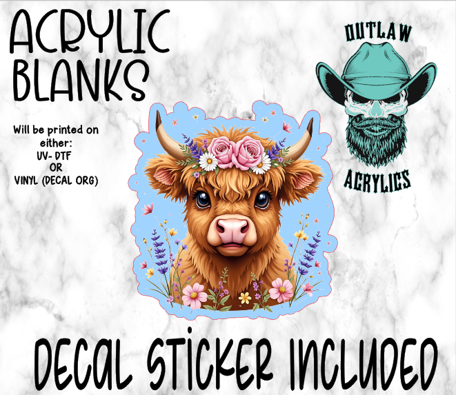 Floral Highland Roses Acrylic & Decal Set