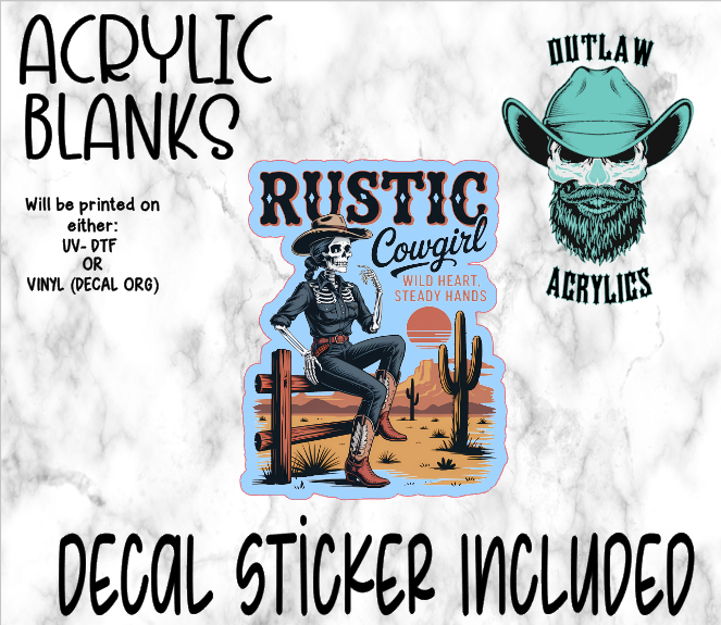 Rustic Cowgirl Acrylic & Decal Set