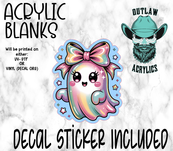 Pastel Green Holo Ghost Acrylic & Decal Set