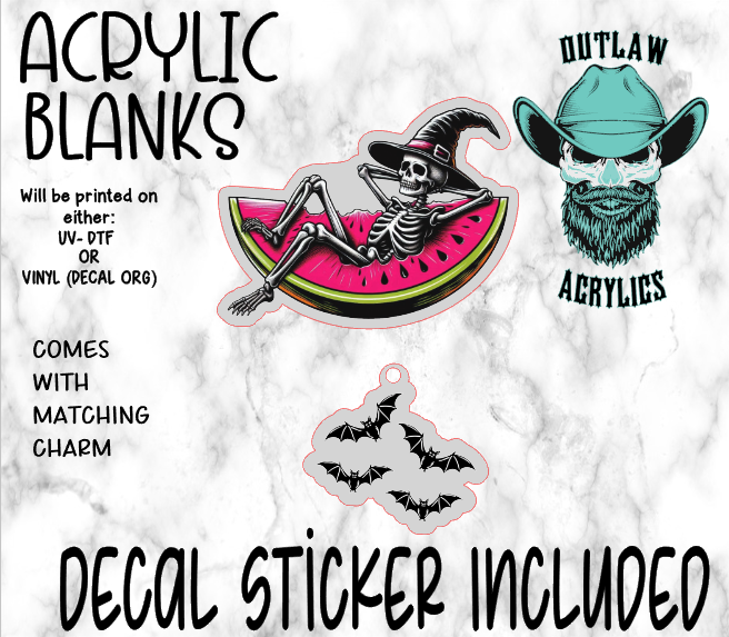 Watermelon Witch Acrylic & Decal Set WITH MATCHING CHARM