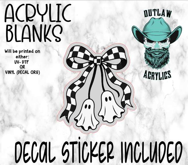 Checkered Bow Ghost Cherry Acrylic & Decal Set