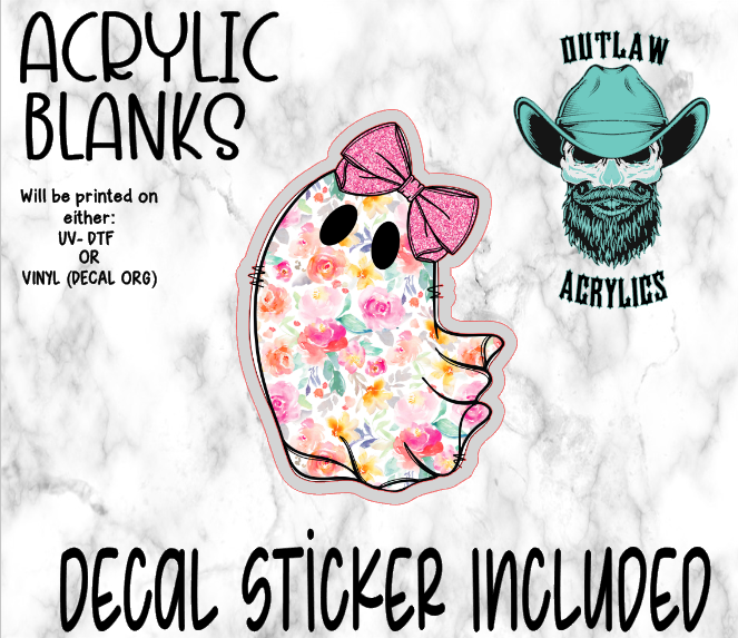 Pink Floral Ghost Acrylic & Decal Set