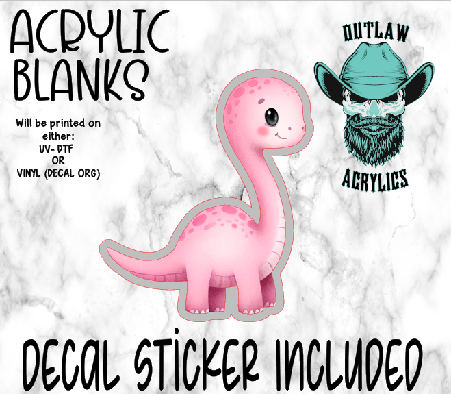 Baby Pink Dino Acrylic & Decal Set