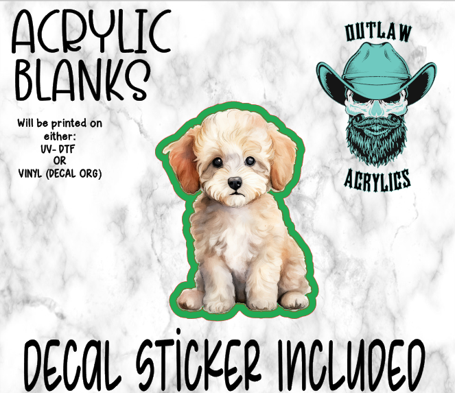 Watercolor Baby Poodle Acrylic & Decal Set