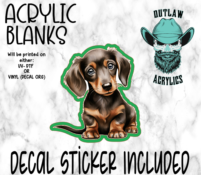 Watercolor Baby Daschund Acrylic & Decal Set