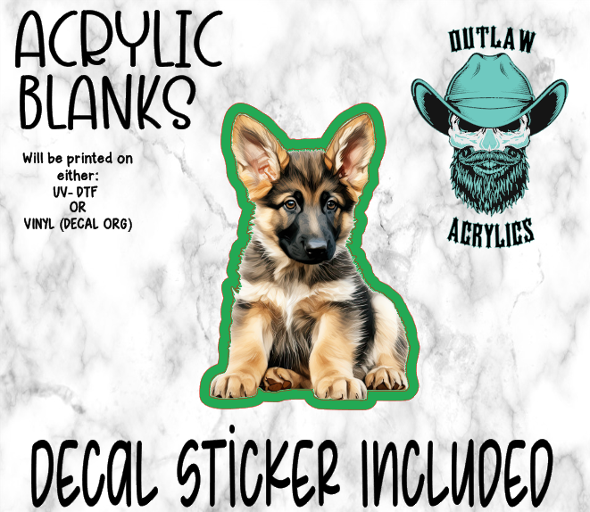 Watercolor Baby German Shep Acrylic & Decal Set