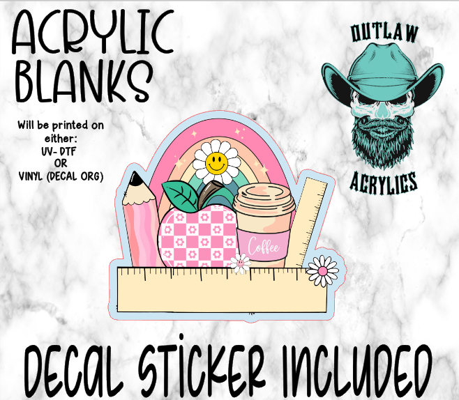 Pink Teacher Rainbow Acrylic & Decal Set