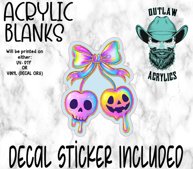 Gold Iridescent Skull Drip Acrylic & Decal Set