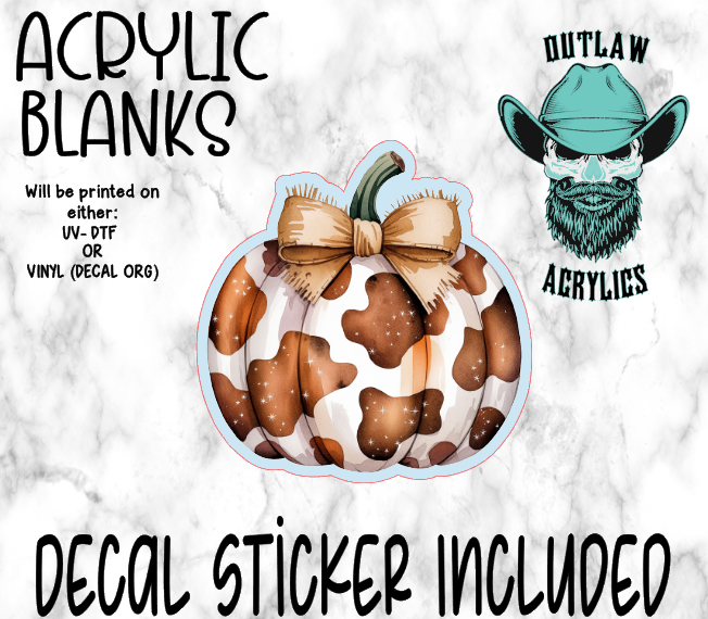 Brown Cow Print Pumpkin Acrylic & Decal Set