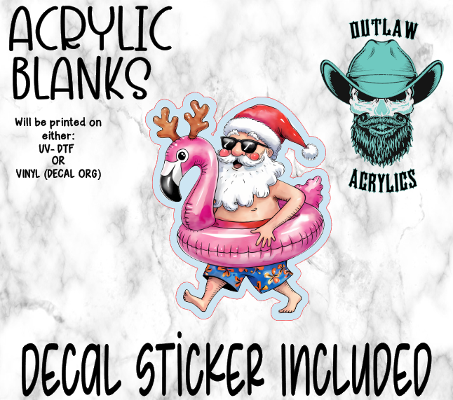 Santa Flamingo Float Acrylic & Decal Set
