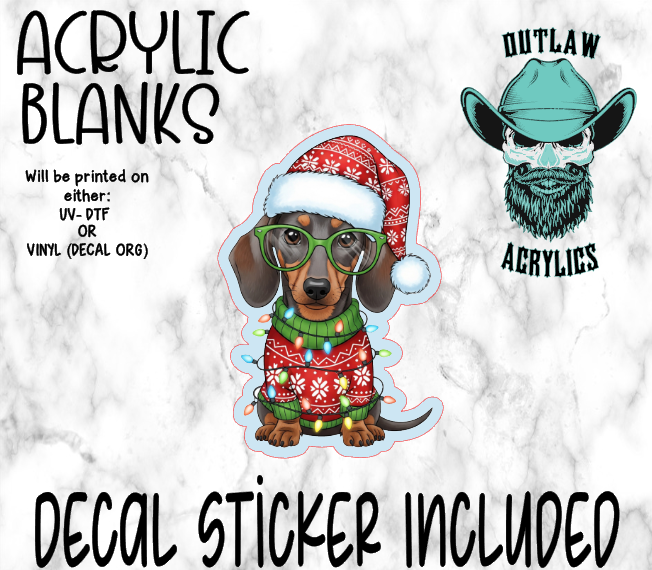 Christmas Sweater Lights Daschund Acrylic & Decal Set
