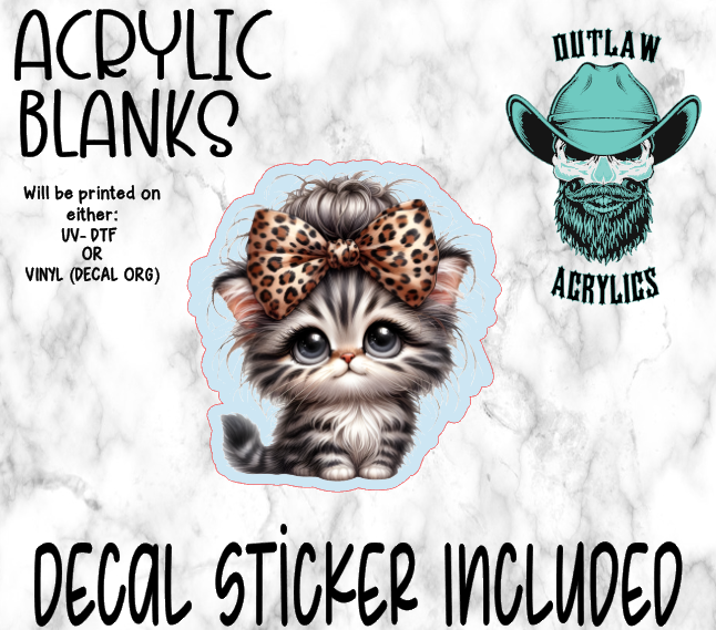Baby Cat Leopard Bow Acrylic & Decal Set