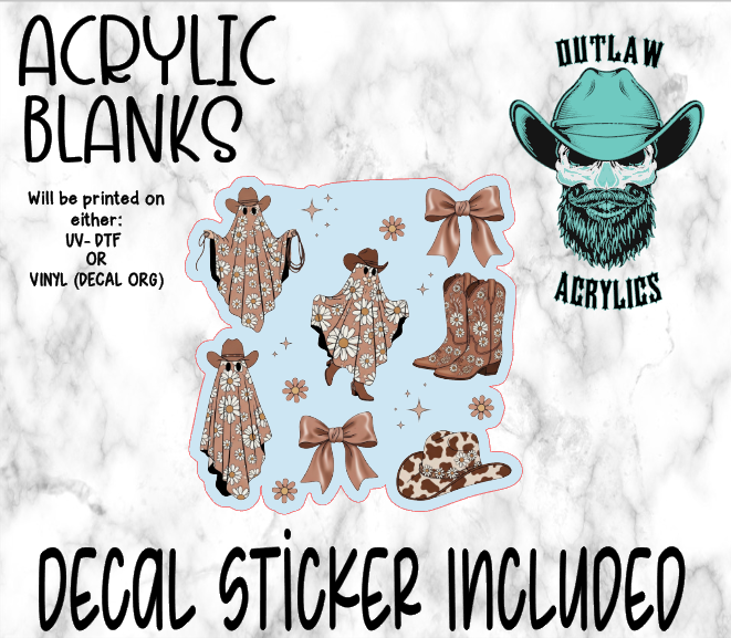 Cowboy Floral Ghost Acrylic & Decal Set