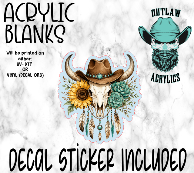 Western Skull Sunflower Catcher Acrylic & Decal Set