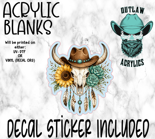 Western Skull Sunflower Catcher Acrylic & Decal Set