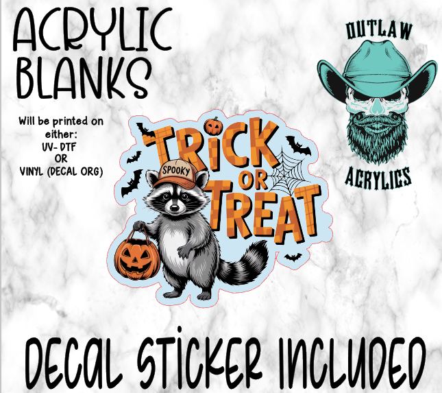 Racoon Trick Or Treat Acrylic & Decal Set