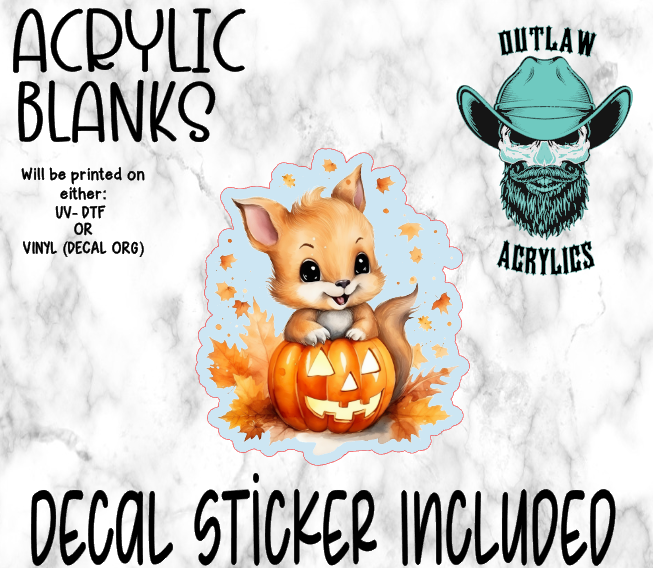 Fall Squirrel Pumpkin Acrylic & Decal Set