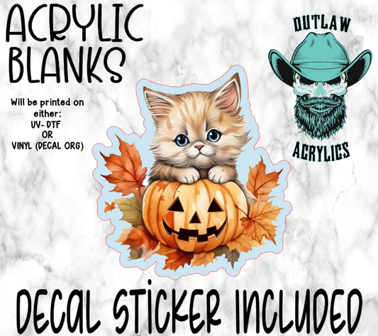 Fall Cat Pumpkin Acrylic & Decal Set