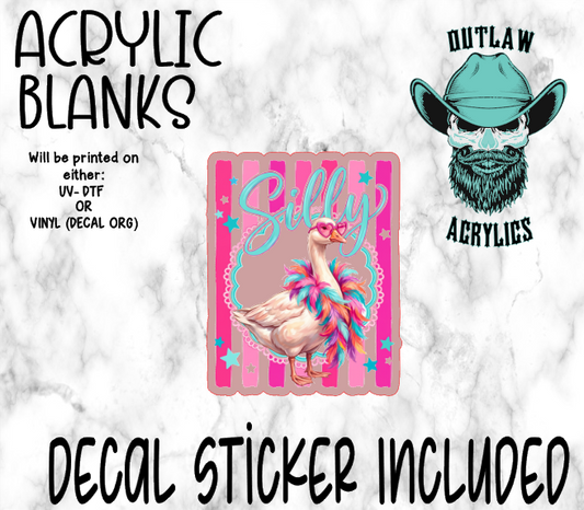 Silly Pink Party Goose Acrylic & Decal Set
