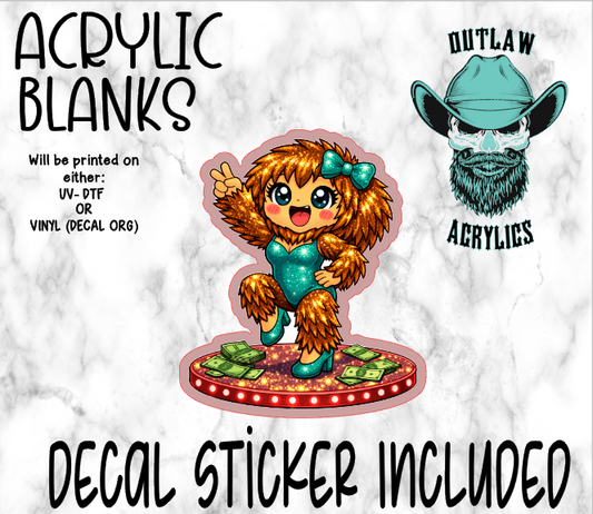 Kawaii Sasquatch Dancer Acrylic & Decal Set