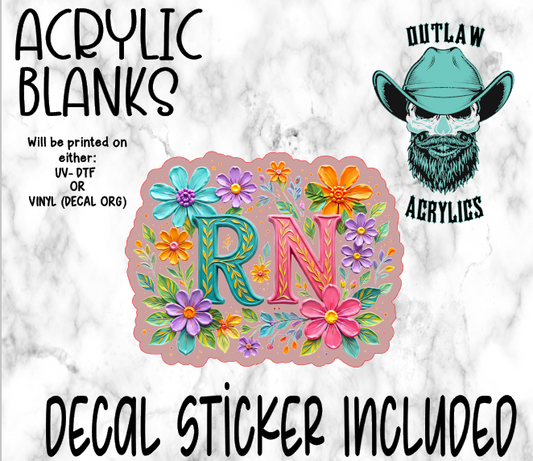 Floral RN Acrylic & Decal Set