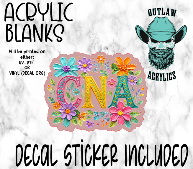 Floral CNA Acrylic & Decal Set
