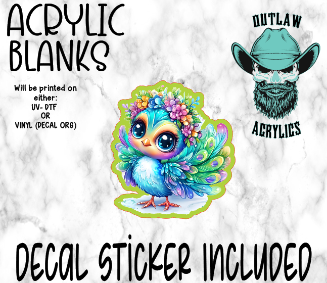 Colorful Peacock Acrylic & Decal Set