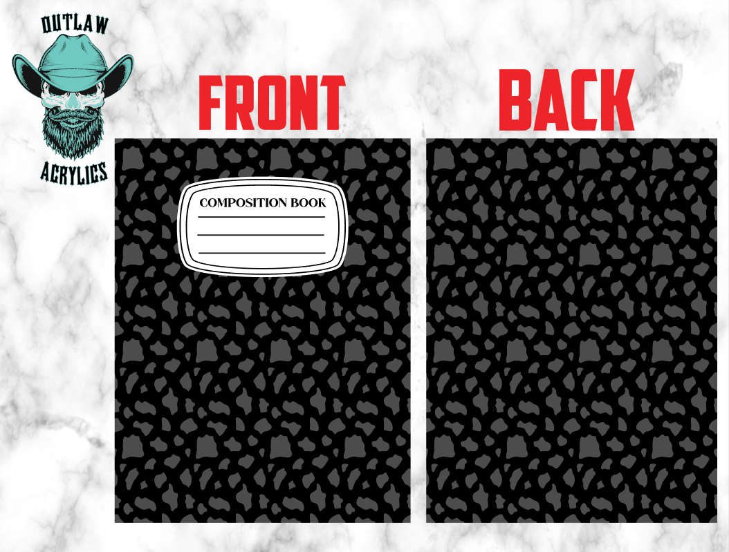 Black Grey Cow Print NoteBook Cover