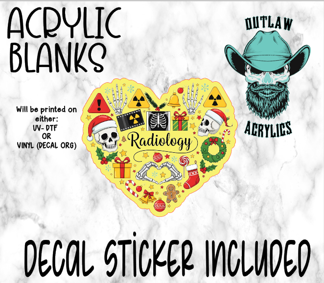 Radiology Christmas Heart Acrylic & Decal Set