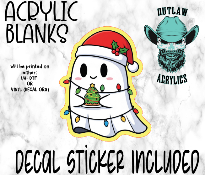 Christmas Lights Ghost Tree Acrylic & Decal Set