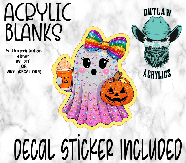 Glitter Ghost Pumpkin Latte Acrylic & Decal Set