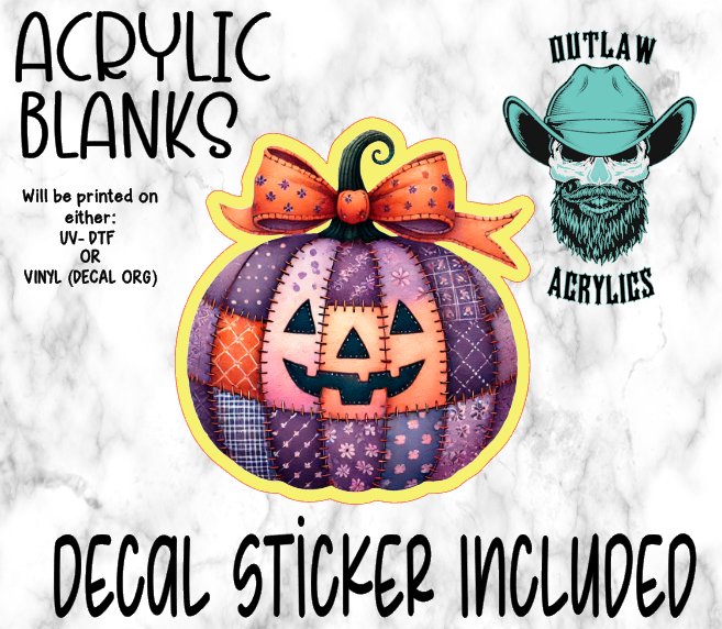 Patchwork Purple Pumpkin Acrylic & Decal Set
