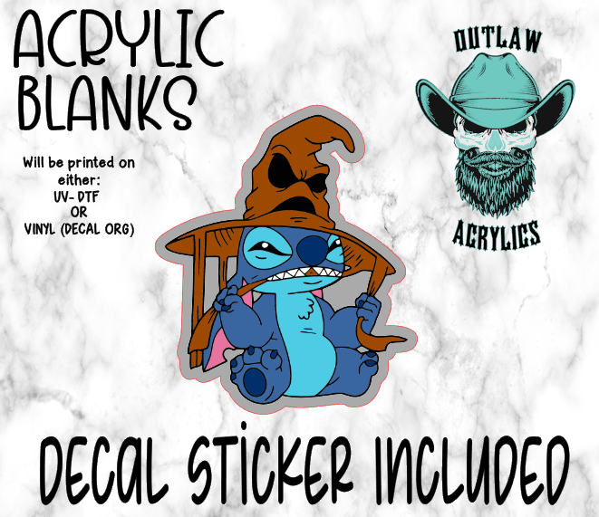 Blue Alien Scream Wizard Hat Acrylic & Decal Set