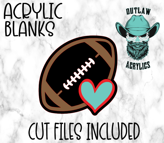 Football Heart Badge Reel Acrylic