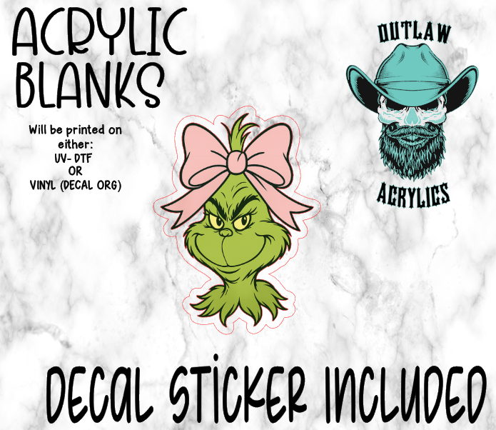 Pink Bow Green Guy Acrylic & Decal Set
